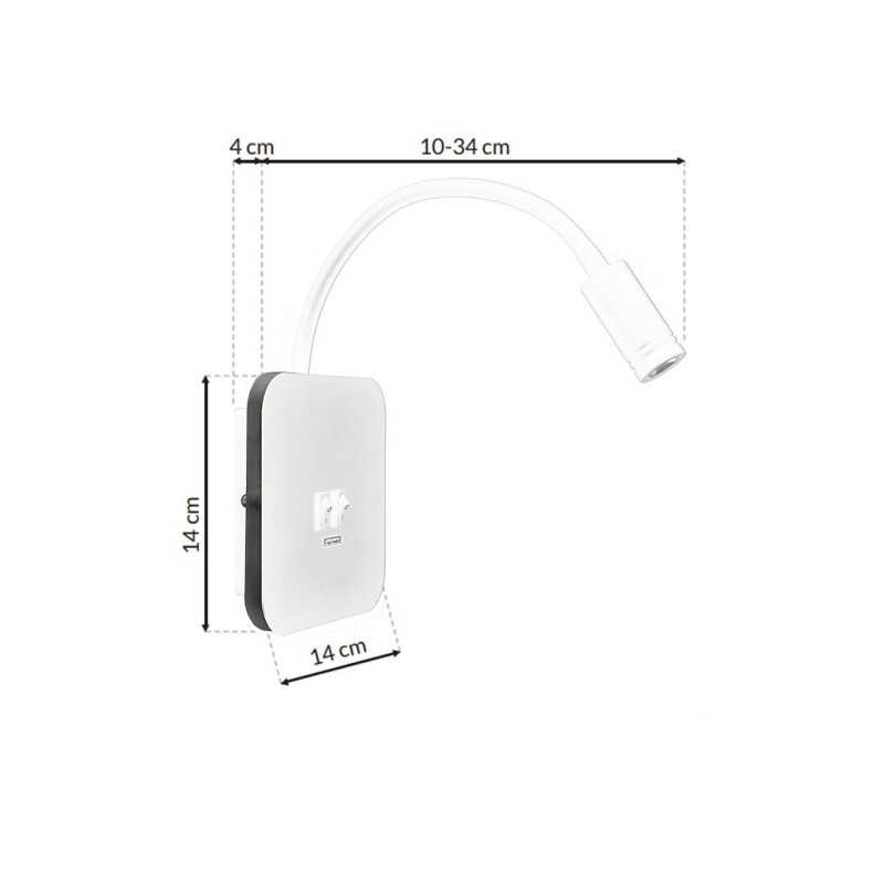 Lampka nocna Base 8W+2W Biały Lampka nocna Base 8W+2W Biały