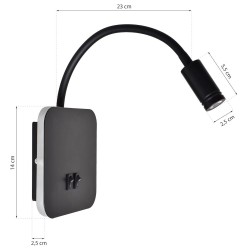 Lampka nocna BASE 8W+2W BLACK Lampka nocna BASE 8W+2W BLACK
