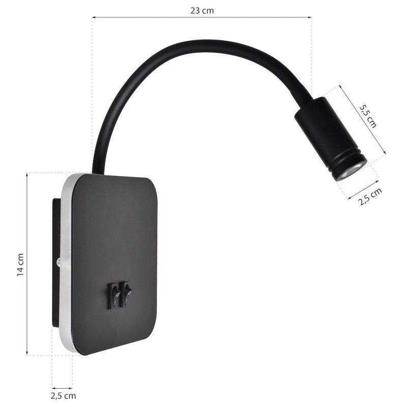 BASE 8W+2W BLACK night lamp BASE 8W+2W BLACK night lamp