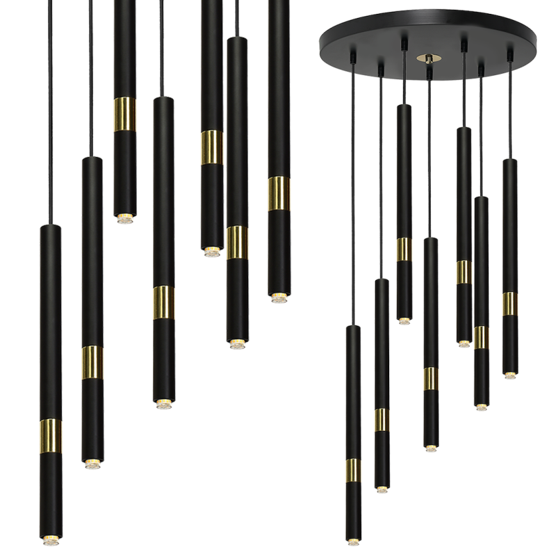 Lámpara colgante MONZA BLACK/GOLD 7xG9 8W Lámpara colgante MONZA BLACK/GOLD 7xG9 8W