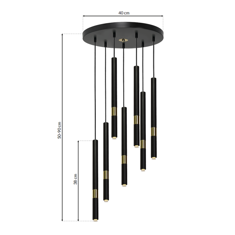 Lámpara colgante MONZA BLACK/GOLD 7xG9 8W Lámpara colgante MONZA BLACK/GOLD 7xG9 8W