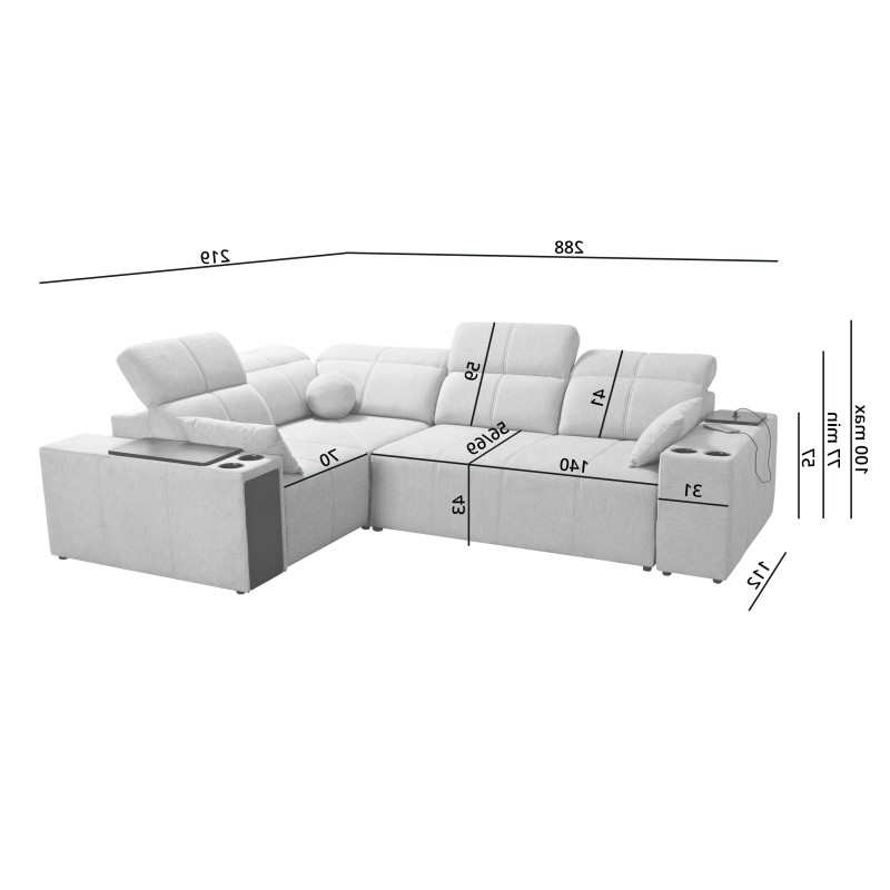 Milano II corner sofa with sleeping function – Woven Fabric, Verita 80 Verita 09 Milano II corner sofa with sleeping function – Woven Fabric, Verita 80 Verita 09