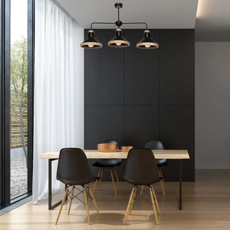 SALMA BLACK / WOOD Ceiling Lamp 3xE27 SALMA BLACK / WOOD Ceiling Lamp 3xE27