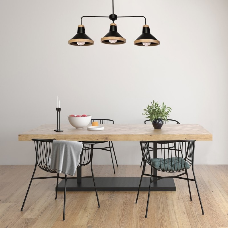 SALMA BLACK / WOOD Ceiling Lamp 3xE27 SALMA BLACK / WOOD Ceiling Lamp 3xE27