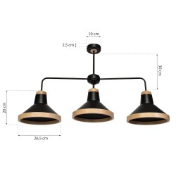SALMA BLACK / WOOD Ceiling Lamp 3xE27 SALMA BLACK / WOOD Ceiling Lamp 3xE27