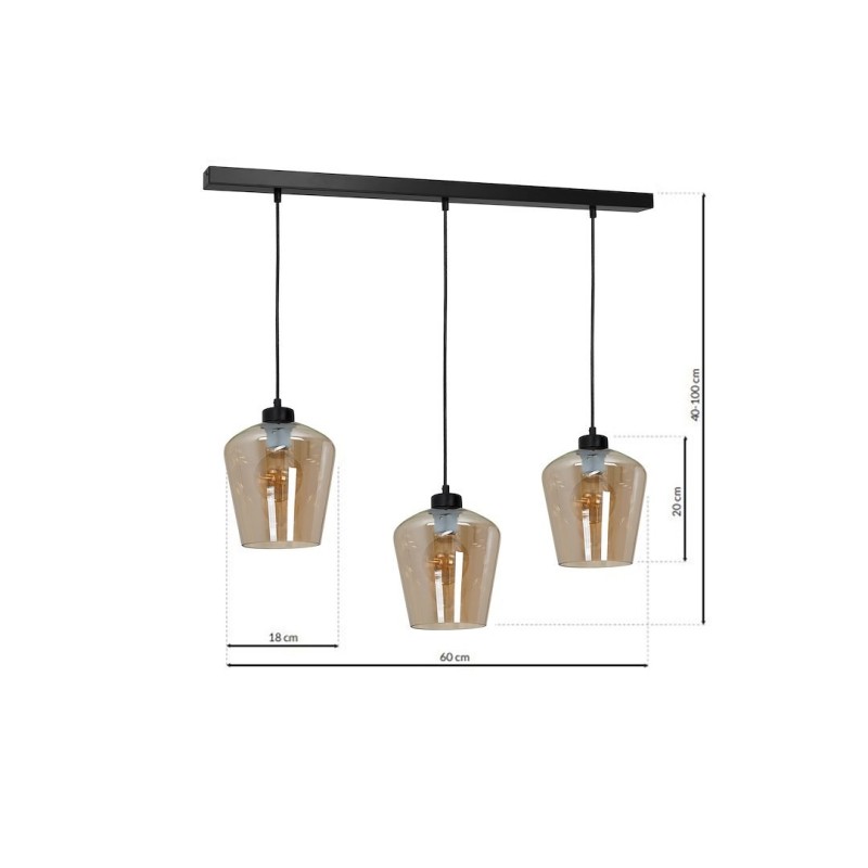 SANTIAGO AMBER Hanging Lamp 3xE27 SANTIAGO AMBER Hanging Lamp 3xE27