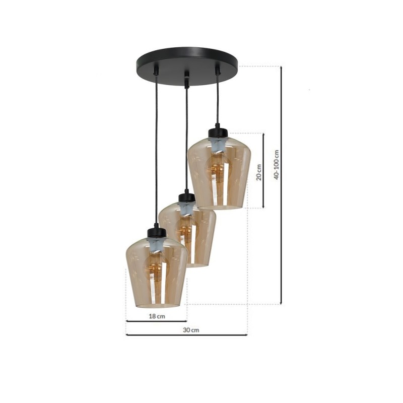 SANTIAGO AMBER Hanging Lamp 3xE27 SANTIAGO AMBER Hanging Lamp 3xE27