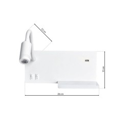 Night lamp with shelf Shelf Led 4W+5W+2W left White Night lamp with shelf Shelf Led 4W+5W+2W left White