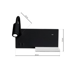 Night lamp with shelf SHELF BLACK LED 4W+5W+2W Night lamp with shelf SHELF BLACK LED 4W+5W+2W