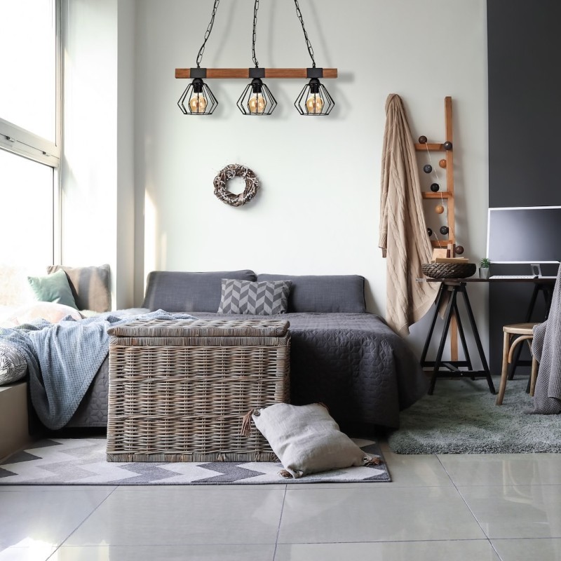 ULF BLACK/WOOD Pendant Lamp 3xE27 ULF BLACK/WOOD Pendant Lamp 3xE27