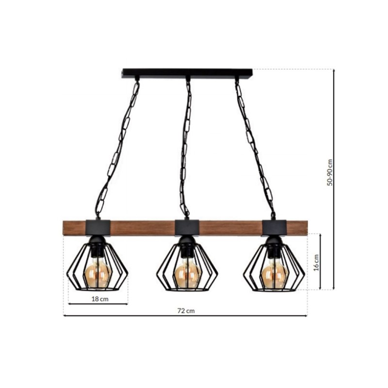 ULF BLACK/WOOD Pendant Lamp 3xE27 ULF BLACK/WOOD Pendant Lamp 3xE27