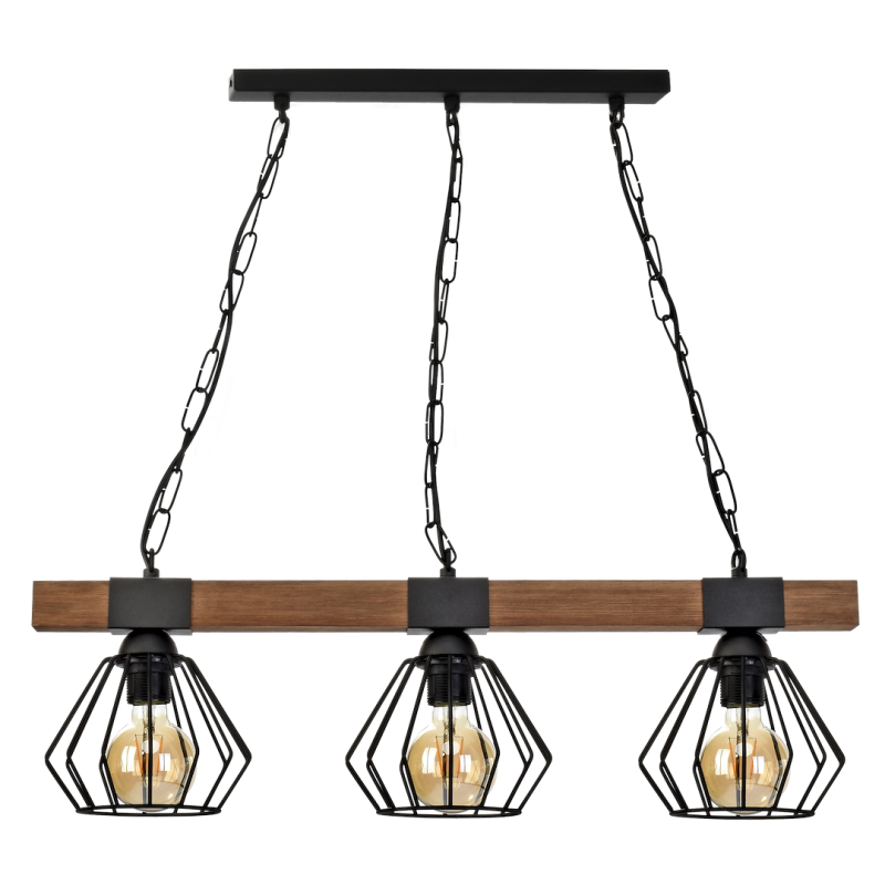 ULF BLACK/WOOD Pendant Lamp 3xE27 ULF BLACK/WOOD Pendant Lamp 3xE27