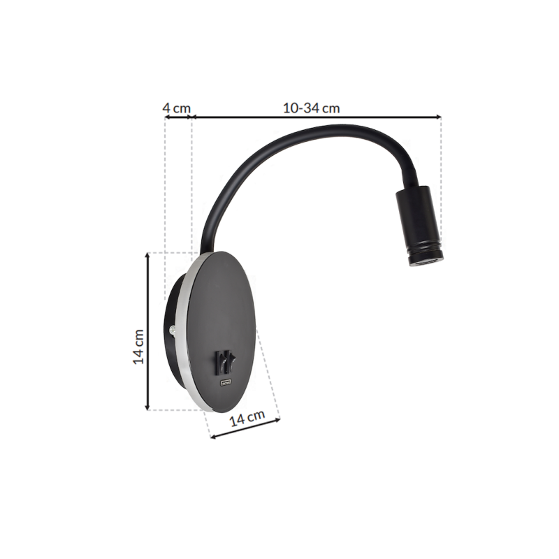 BASE Night Lamp 8W+2W BLACK BASE Night Lamp 8W+2W BLACK