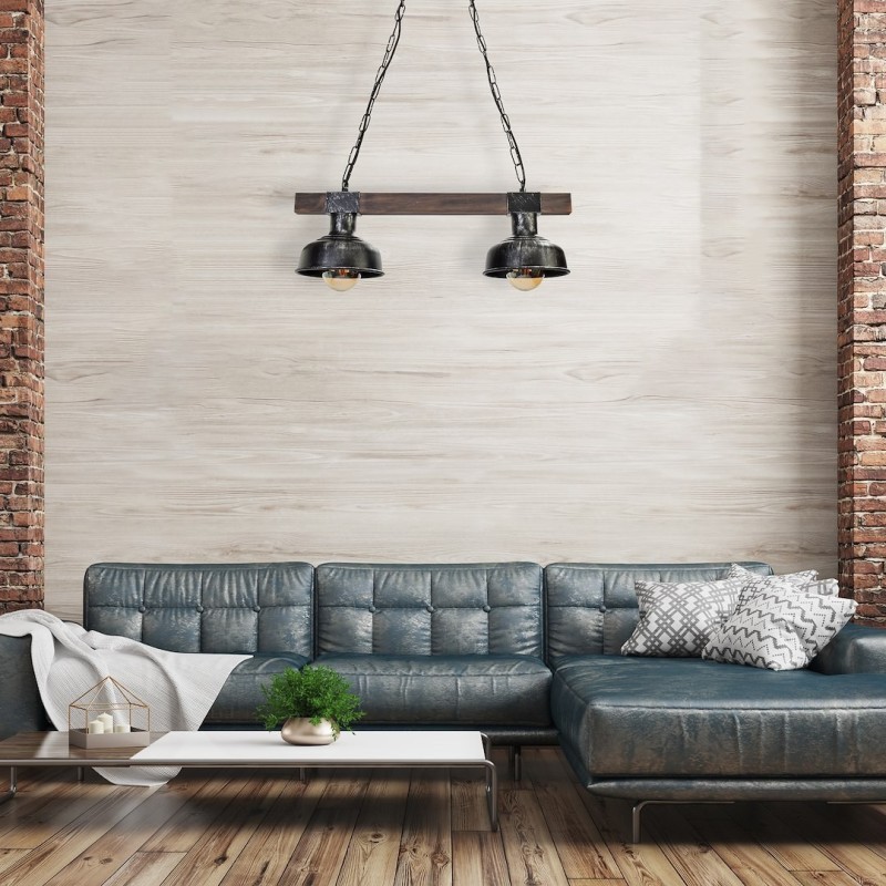 Lampa wisząca FARO BLACK/WOOD 2xE27 Lampa wisząca FARO BLACK/WOOD 2xE27