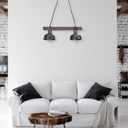 Lampa wisząca FARO BLACK/WOOD 2xE27 Lampa wisząca FARO BLACK/WOOD 2xE27