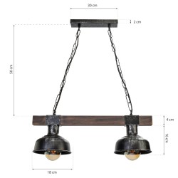 Lampa wisząca FARO BLACK/WOOD 2xE27 Lampa wisząca FARO BLACK/WOOD 2xE27