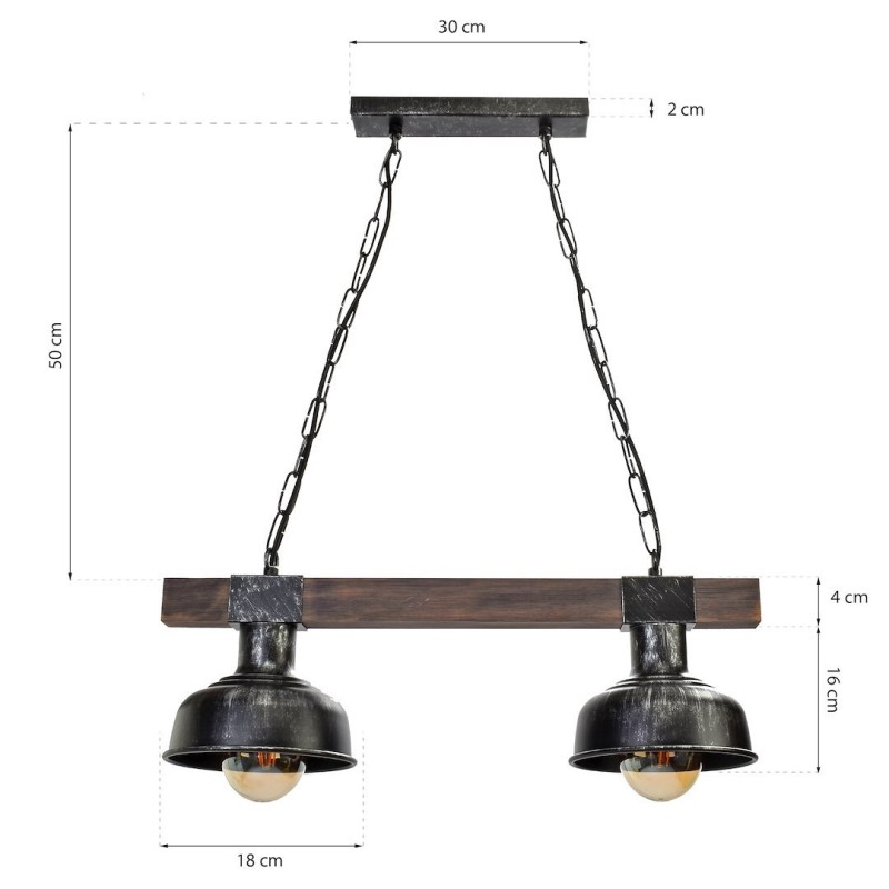 Lampa wisząca FARO BLACK/WOOD 2xE27 Lampa wisząca FARO BLACK/WOOD 2xE27