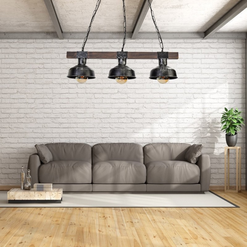 Підвісна лампа FARO BLACK/WOOD 3xE27 Підвісна лампа FARO BLACK/WOOD 3xE27
