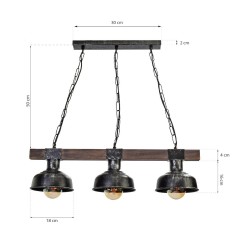 Підвісна лампа FARO BLACK/WOOD 3xE27 Підвісна лампа FARO BLACK/WOOD 3xE27