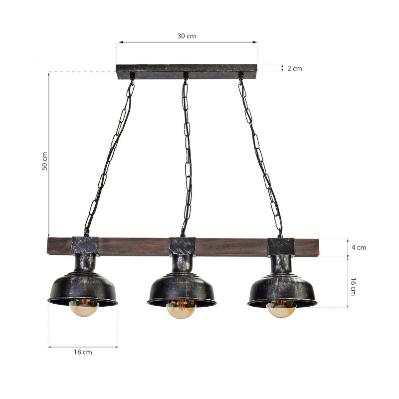 Підвісна лампа FARO BLACK/WOOD 3xE27 Підвісна лампа FARO BLACK/WOOD 3xE27