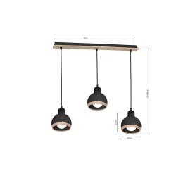 Pendant lamp OVAL BLACK 3xE27 Pendant lamp OVAL BLACK 3xE27