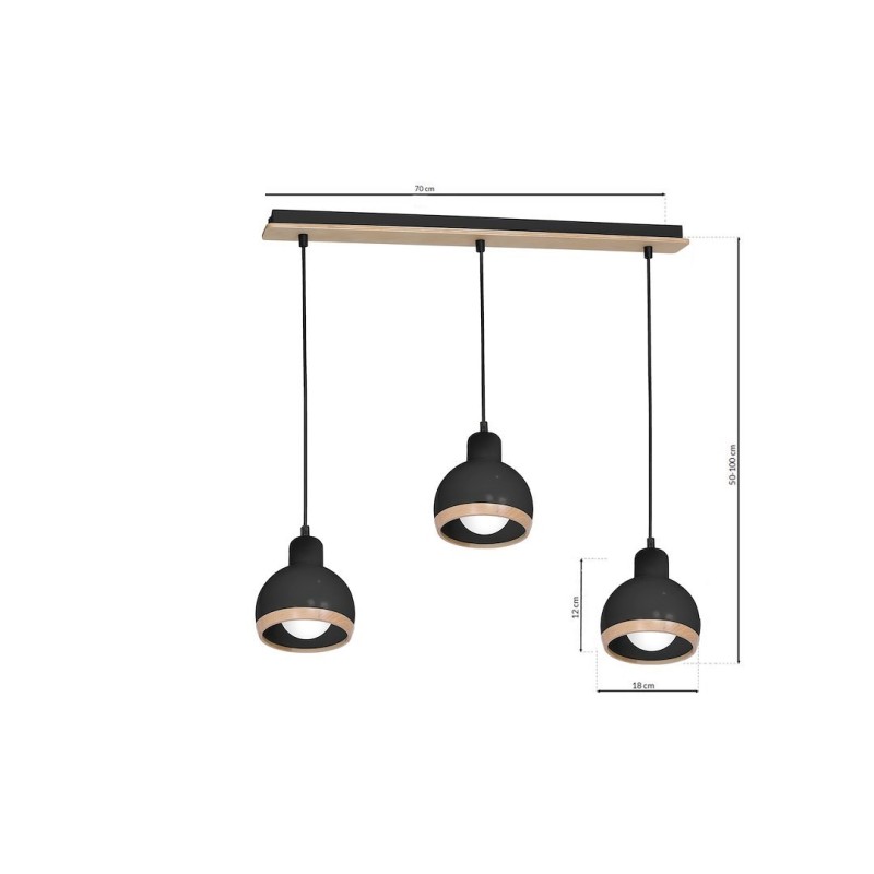 Pendant lamp OVAL BLACK 3xE27 Pendant lamp OVAL BLACK 3xE27