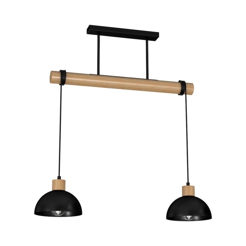 Lámpara colgante ERIK Negro/Madera 2xE27