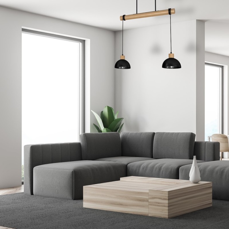 ERIK Black/Wood Pendant Lamp 2xE27