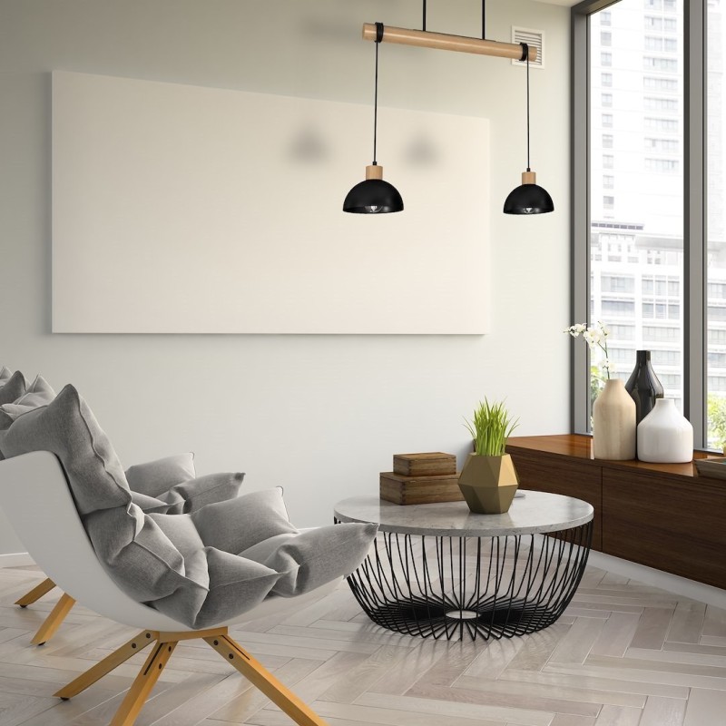 ERIK Black/Wood Pendant Lamp 2xE27