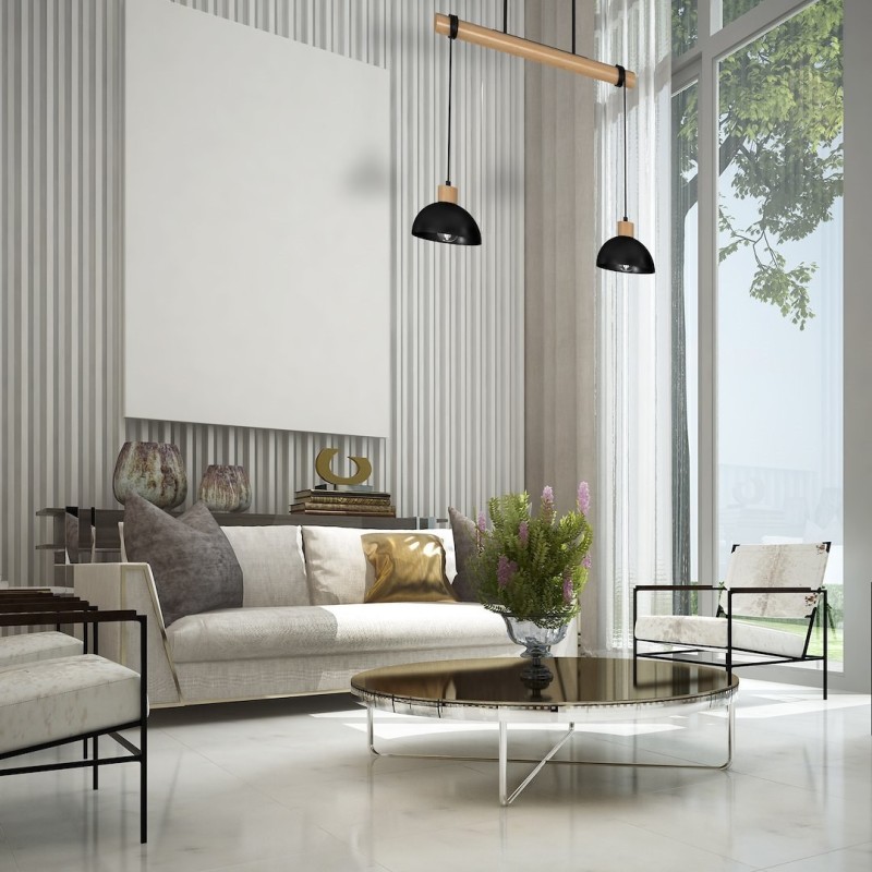 ERIK Black/Wood Pendant Lamp 2xE27