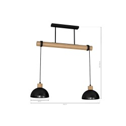 Lampa wisząca ERIK Black/Wood 2xE27 Lampa wisząca ERIK Black/Wood 2xE27