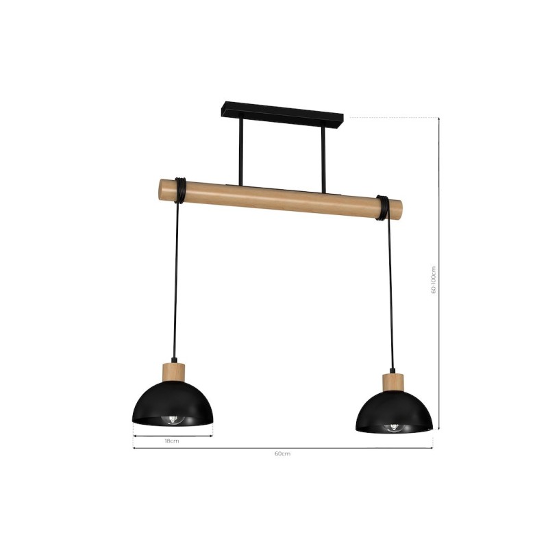 Lampa wisząca ERIK Black/Wood 2xE27 Lampa wisząca ERIK Black/Wood 2xE27