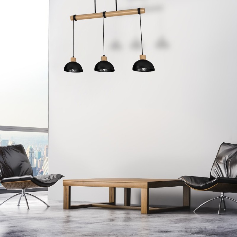 ERIK Black/Wood Hanging Lamp 3xE27 ERIK Black/Wood Hanging Lamp 3xE27