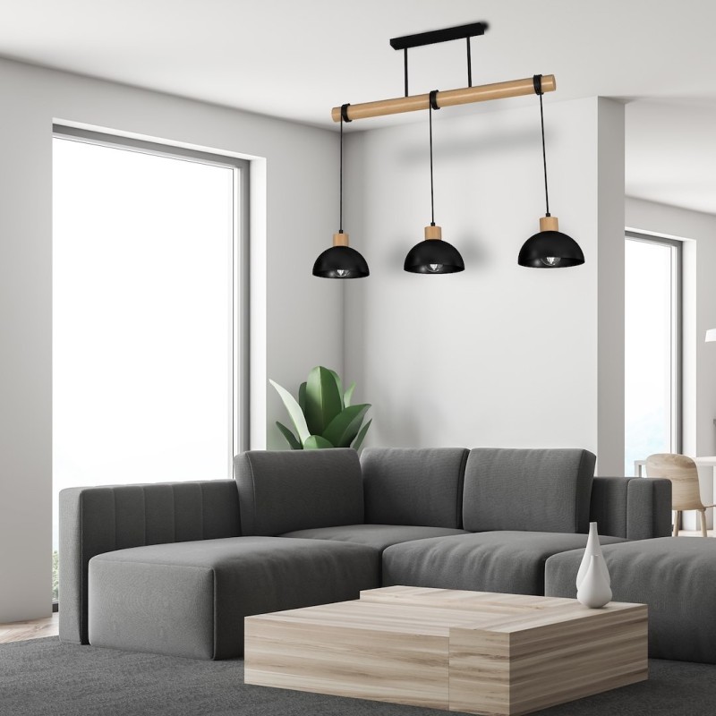 ERIK Black/Wood Hanging Lamp 3xE27 ERIK Black/Wood Hanging Lamp 3xE27