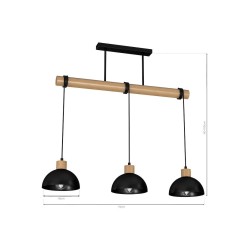 ERIK Black/Wood Hanging Lamp 3xE27 ERIK Black/Wood Hanging Lamp 3xE27
