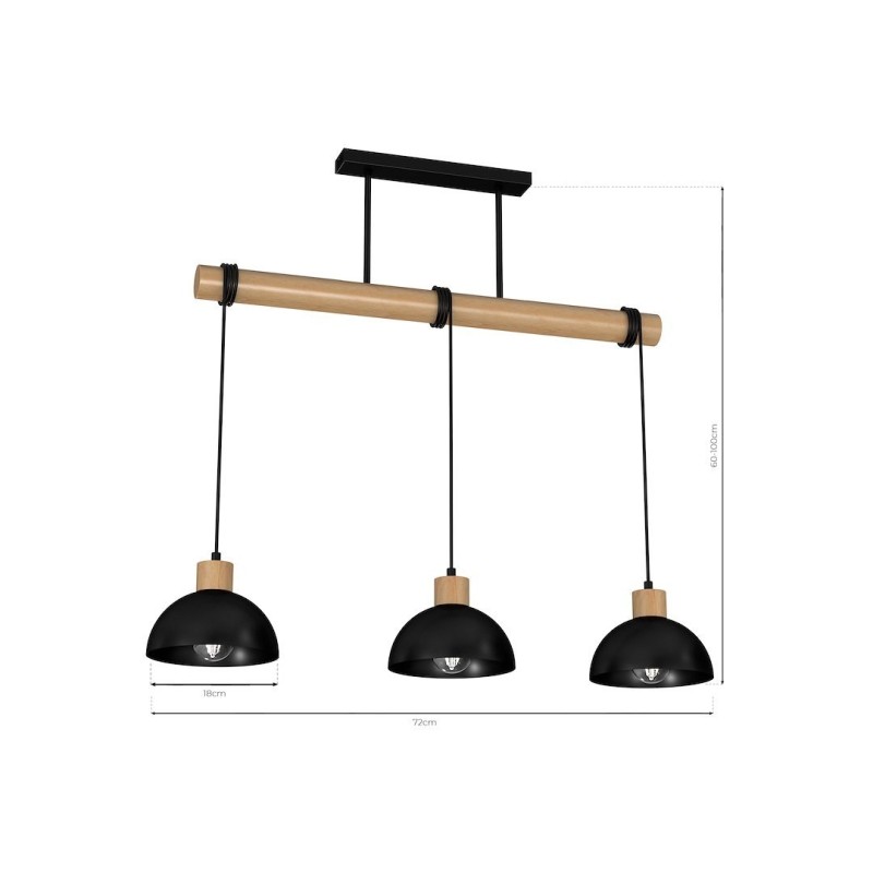 ERIK Black/Wood Hanging Lamp 3xE27 ERIK Black/Wood Hanging Lamp 3xE27