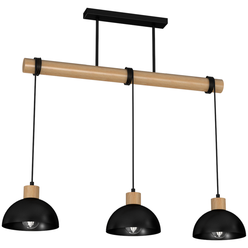 Lampa wisząca ERIK Black/Wood 3xE27 Lampa wisząca ERIK Black/Wood 3xE27