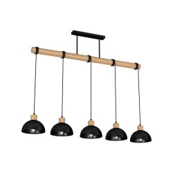 ERIK Black/Wood Pendant Lamp 5xE27