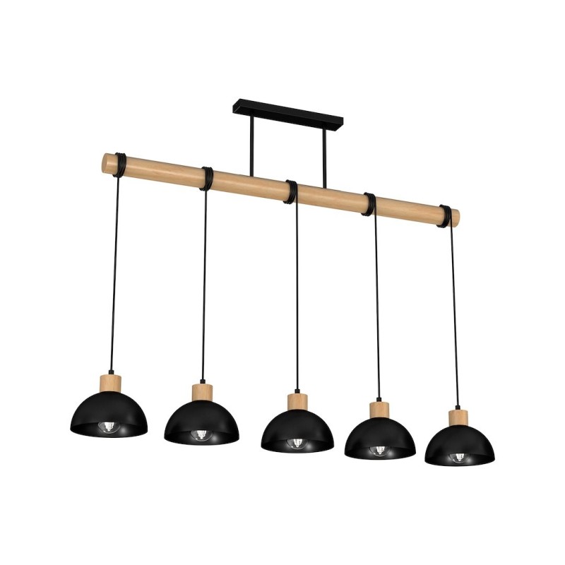ERIK Black/Wood Pendant Lamp 5xE27