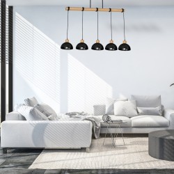 ERIK Black/Wood Pendant Lamp 5xE27 ERIK Black/Wood Pendant Lamp 5xE27