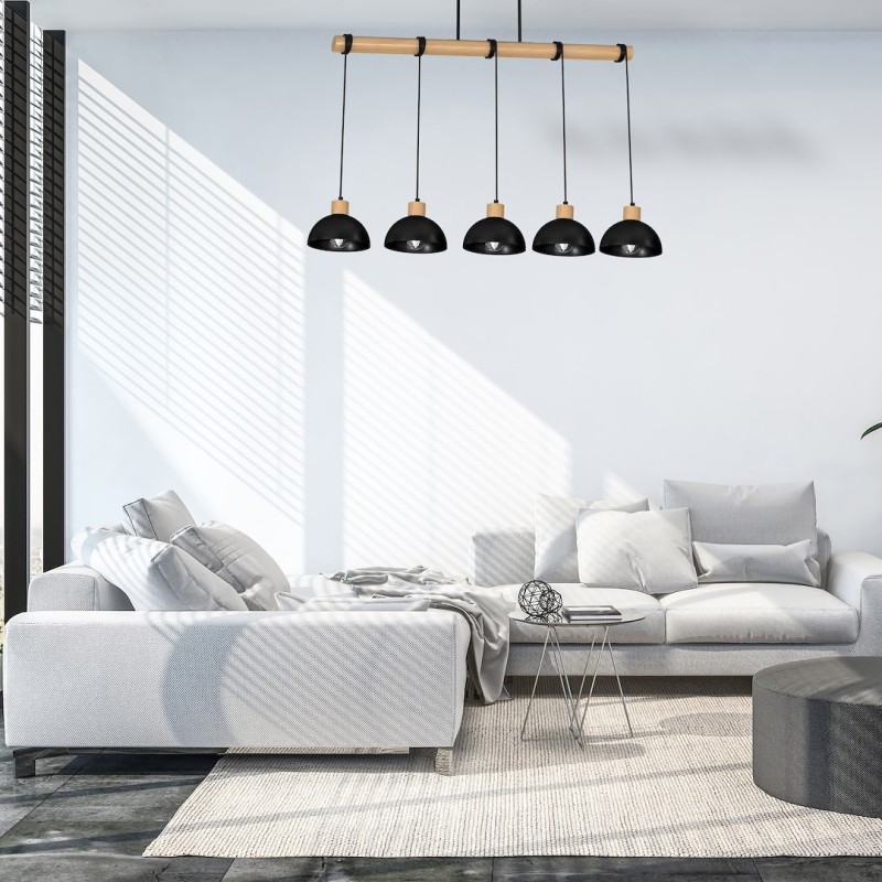 ERIK Black/Wood Pendant Lamp 5xE27 ERIK Black/Wood Pendant Lamp 5xE27