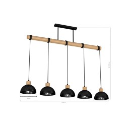 Lampa wisząca ERIK Black/Wood 5xE27 Lampa wisząca ERIK Black/Wood 5xE27