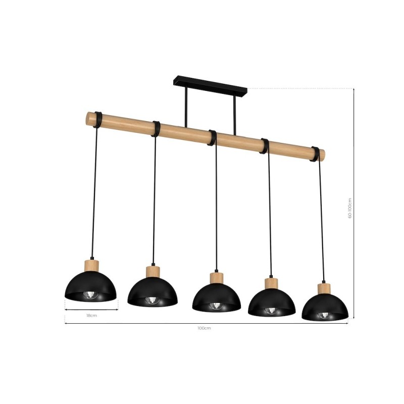 Lampa wisząca ERIK Black/Wood 5xE27 Lampa wisząca ERIK Black/Wood 5xE27