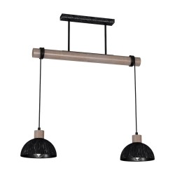 ERIK Hanging Lamp Sawn Black/Patinated Wood 2XE27