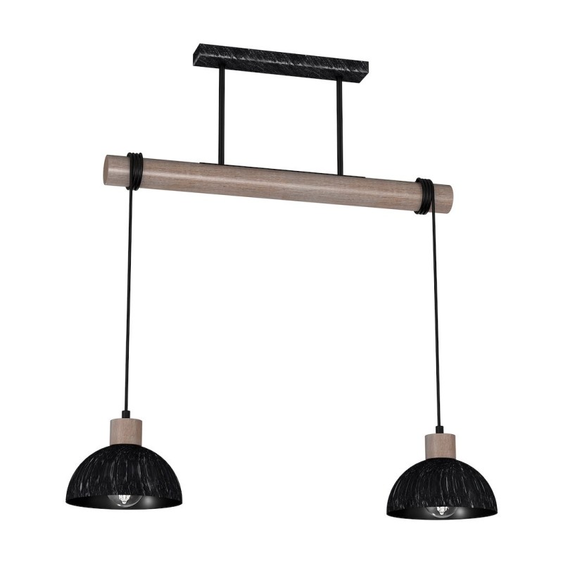 ERIK Hanging Lamp Sawn Black/Patinated Wood 2XE27