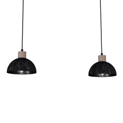 ERIK Hanging Lamp Sawn Black/Patinated Wood 2XE27 ERIK Hanging Lamp Sawn Black/Patinated Wood 2XE27