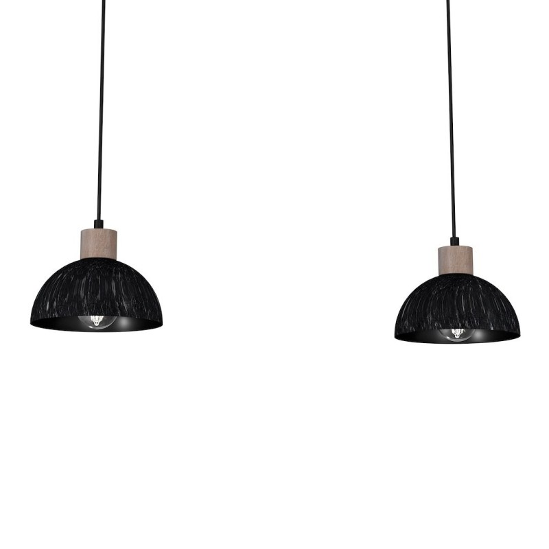 ERIK Hanging Lamp Sawn Black/Patinated Wood 2XE27 ERIK Hanging Lamp Sawn Black/Patinated Wood 2XE27