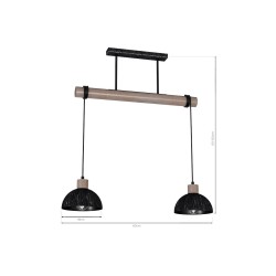 Lampa wisząca ERIK Sawn black/Patinated wood 2XE27 Lampa wisząca ERIK Sawn black/Patinated wood 2XE27