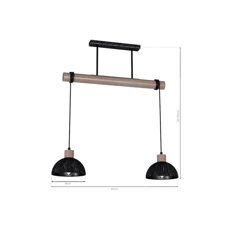 Lampa wisząca ERIK Sawn black/Patinated wood 2XE27 Lampa wisząca ERIK Sawn black/Patinated wood 2XE27