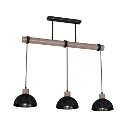 ERIK Hanging Lamp Sawn Black/Patinated Wood 3XE27
